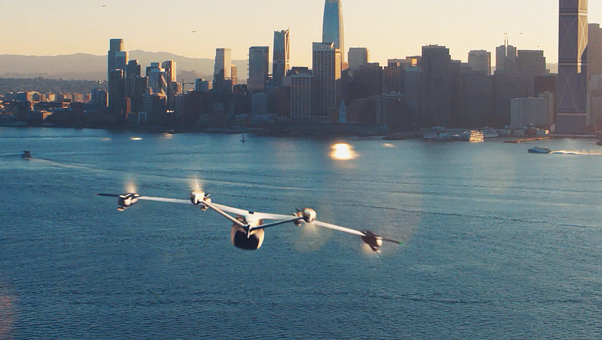 Hyundai Motor Group UAM flying over the river