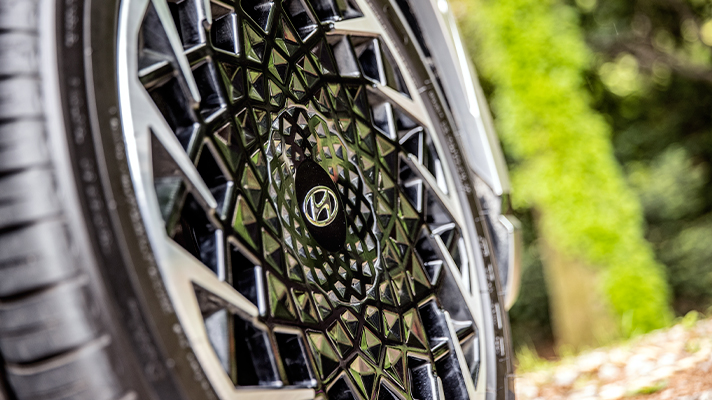 Image of Hyundai IONIQ 5 with tire wheel in focus