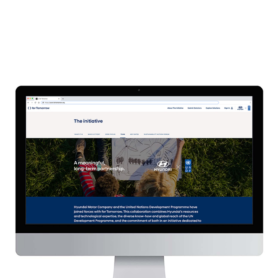 for Tomorrow 캠페인 웹 화면