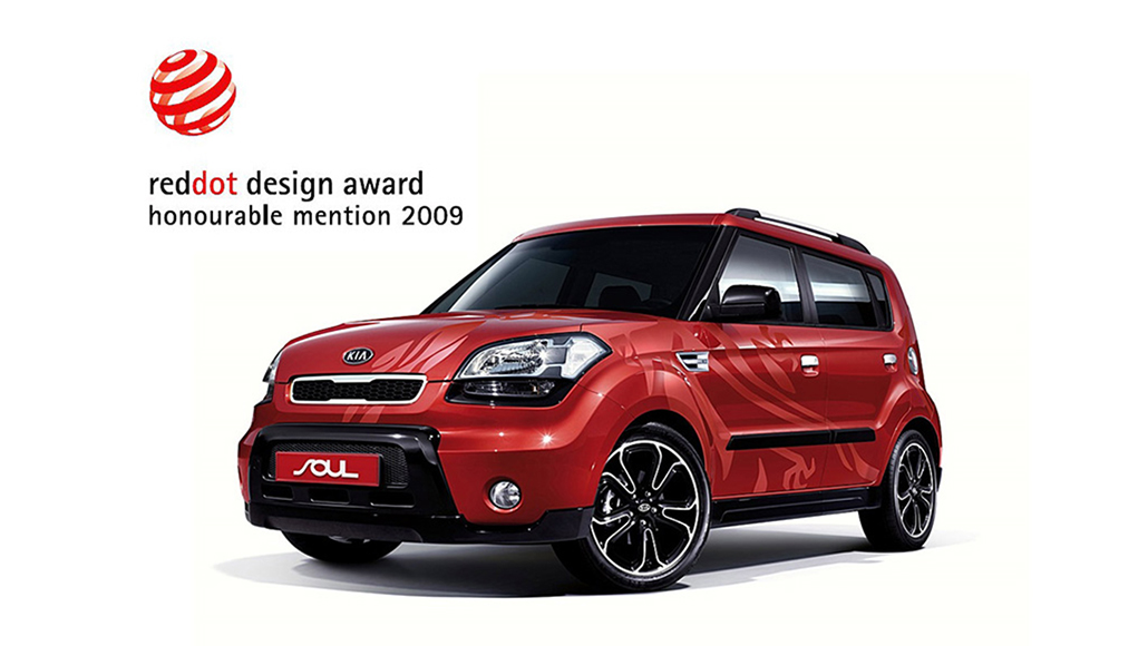 The front side of the Kia Soul, the first Korean car to win the Red Dot Design Award in 2009