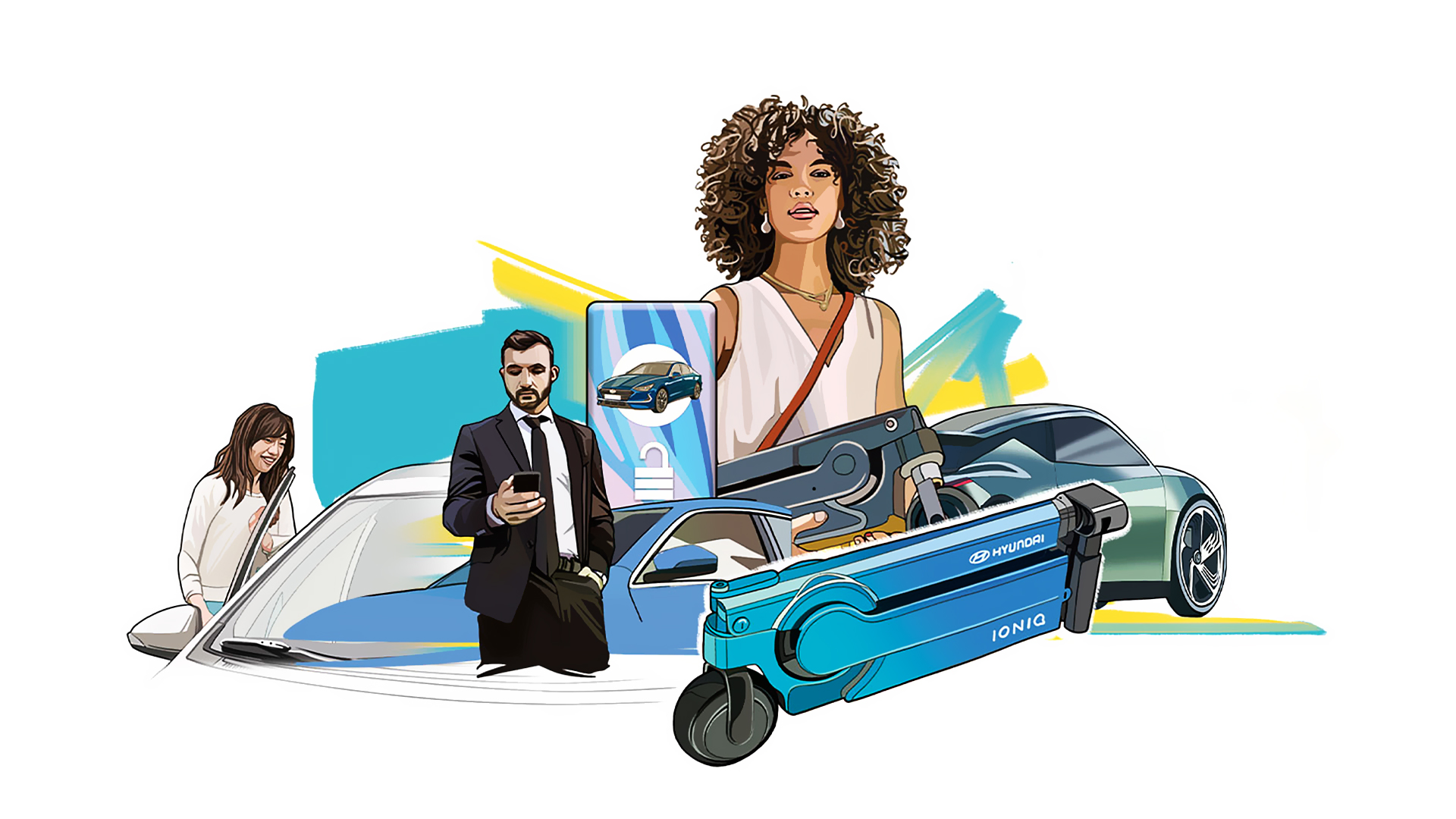 스마트 모빌리티 플랫폼들에 대한 일러스트