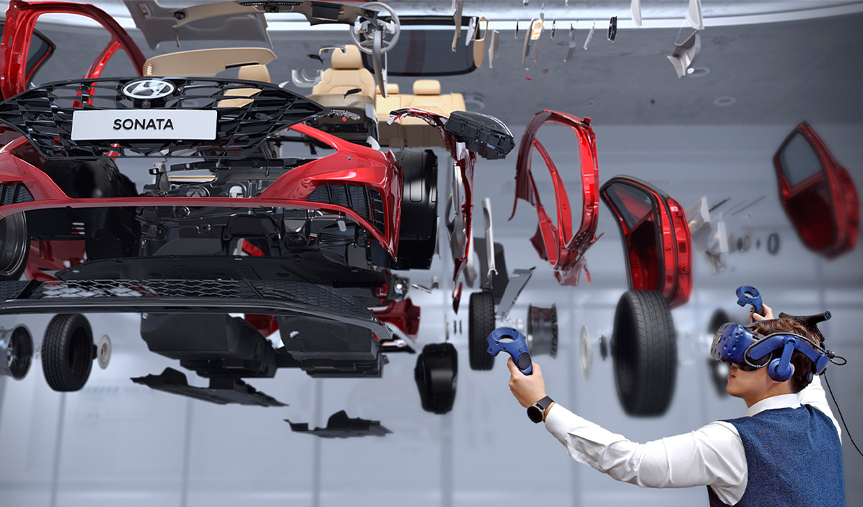 VR 환경에서 분해되어 있는 소나타