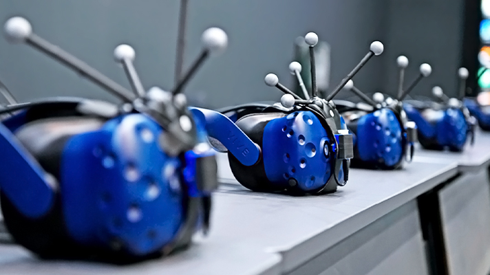 VR devices in a row