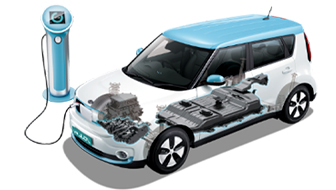 충전 중인 기아 쏘울 EV 투시