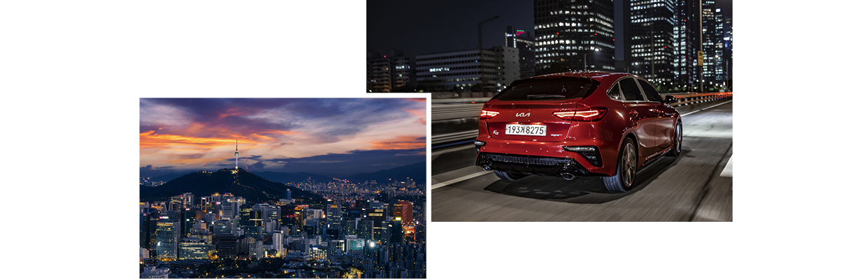The night view of Seoul and the back of K3 GT's night driving