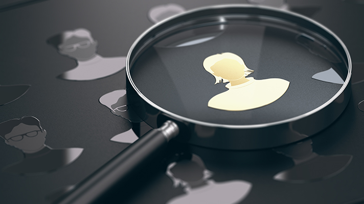 사람 상반신 모양의 여러 아이콘들 중에서 하나에만 포커싱 된 이미지