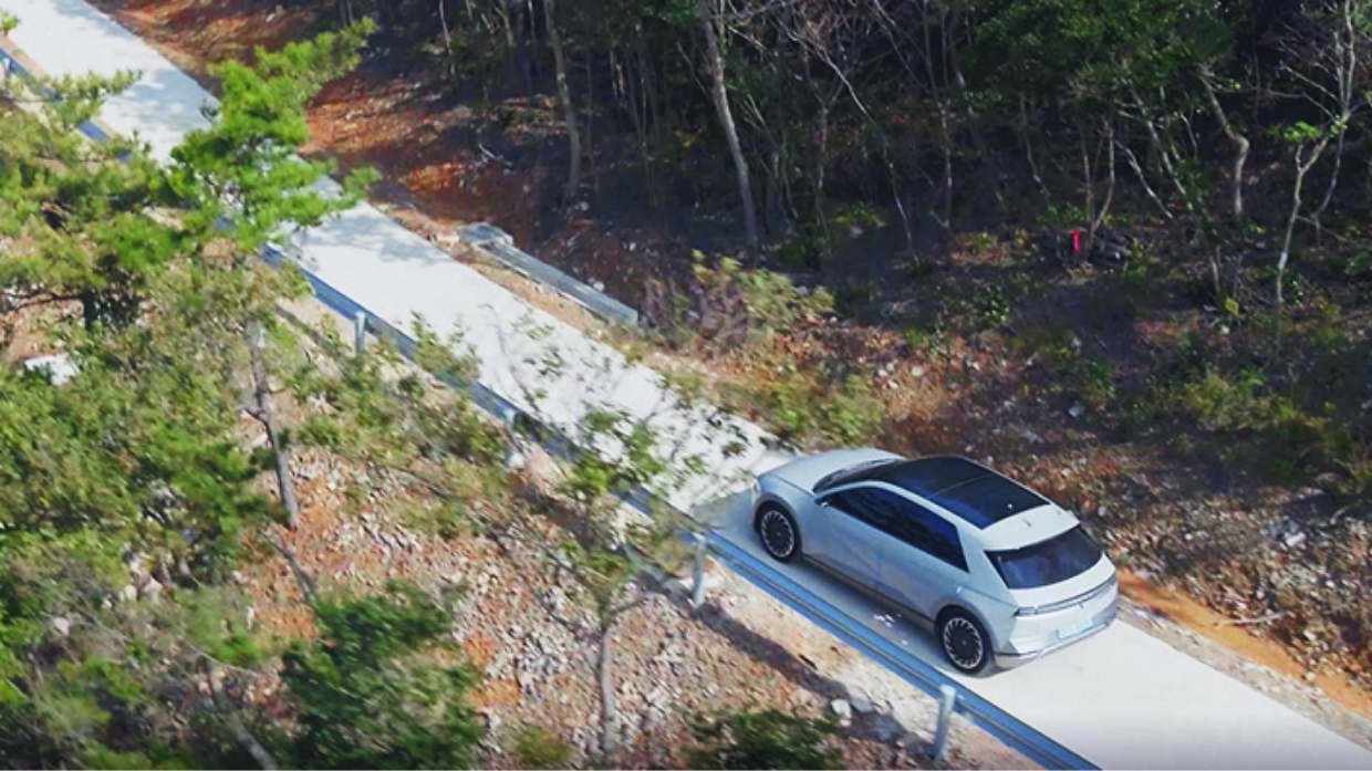 Hyundai IONIQ 5 is driving in Sinsido