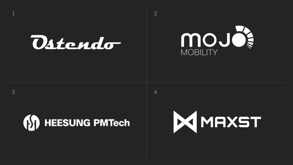 Ostendo, Mojo, Heesung PMTech, Maxst logo