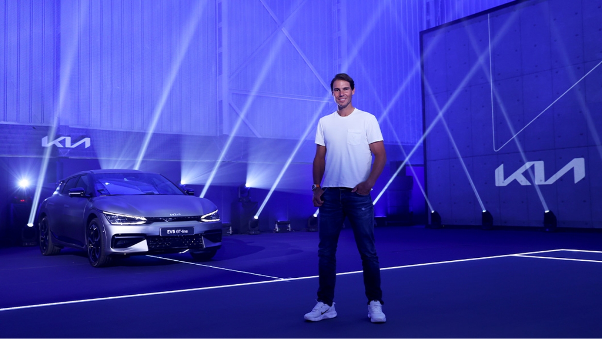 Rafael Nadal and EV6 appearance at the EV6 delivery ceremony held at the Rapha Nadal Academy in October 2021