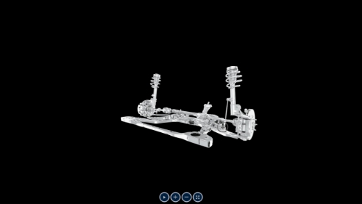 디지털 전시장에 3D VR 기술로 구현된 부품의 모습