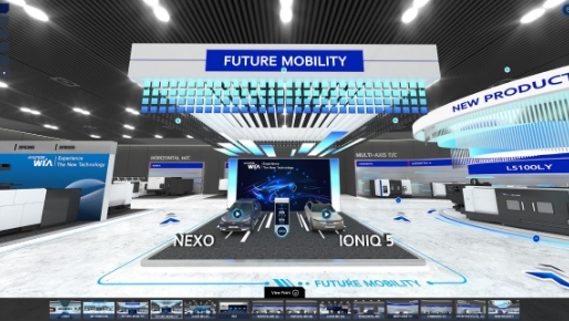 현대위아 공작기계 디지털 전시장에 마련된 미래 모빌리티 전시 부스의 모습