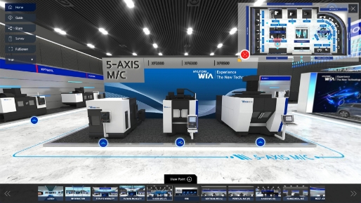 가상의 부스에 전시된 현대위아의 다양한 공작기계 제품군