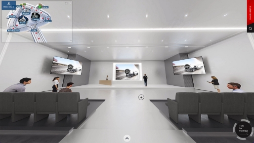 디지털 전시장에서 업무 회의 등에 쓸 수 있도록 구현된 세미나실의 모습