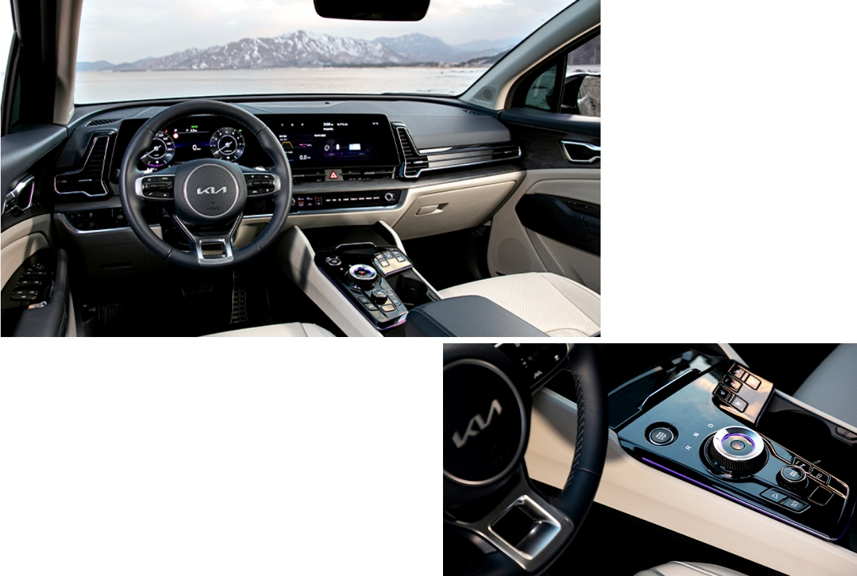 Front and side views of black sportage