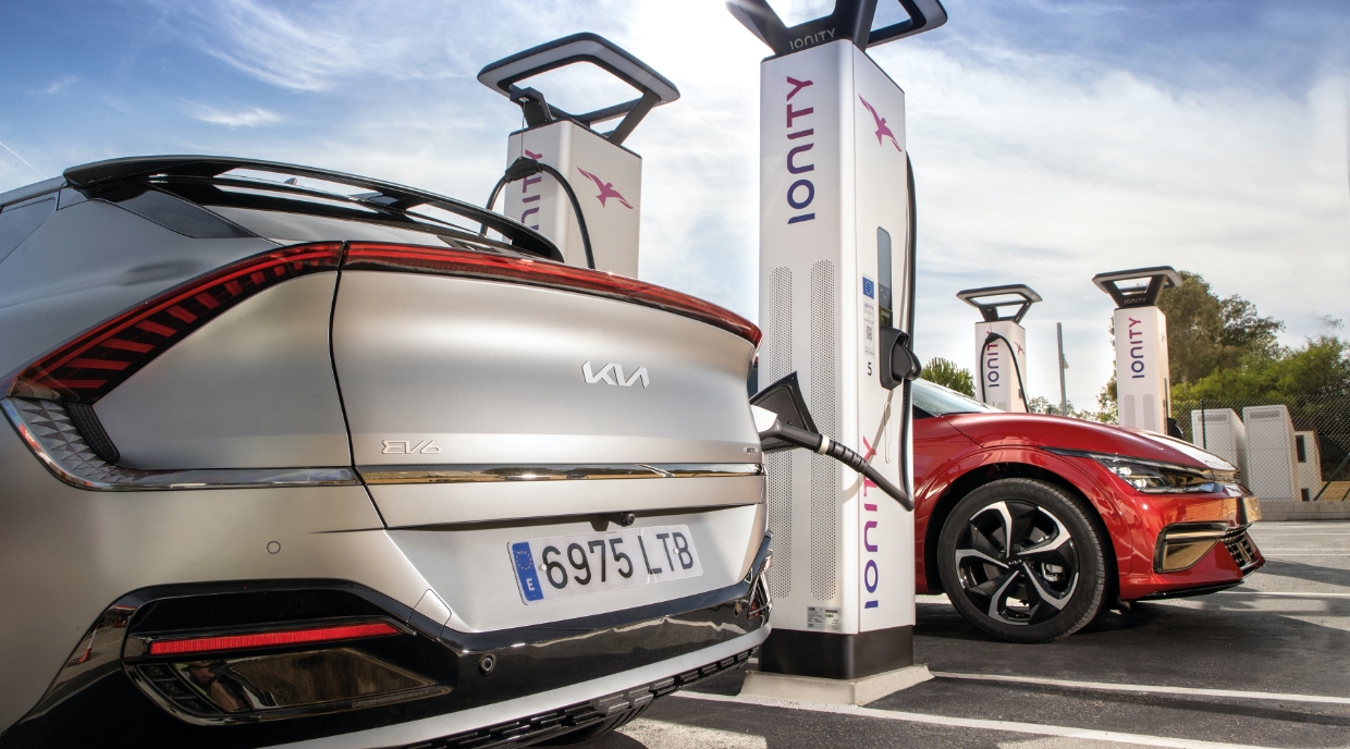 EV6 charging at Ionity's electric vehicle charging station