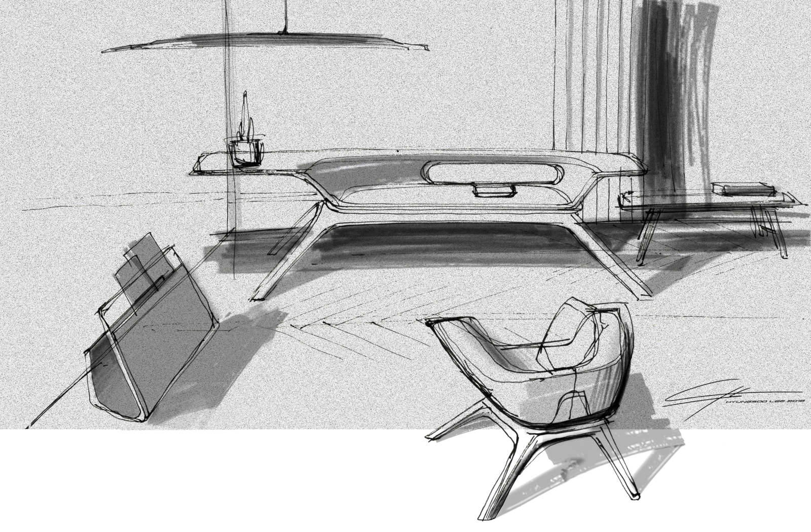 EV 45의 인테리어 콘셉트 스케치