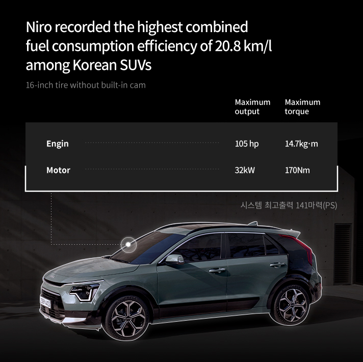 Table highlighting the maximum output and efficiency of Niro