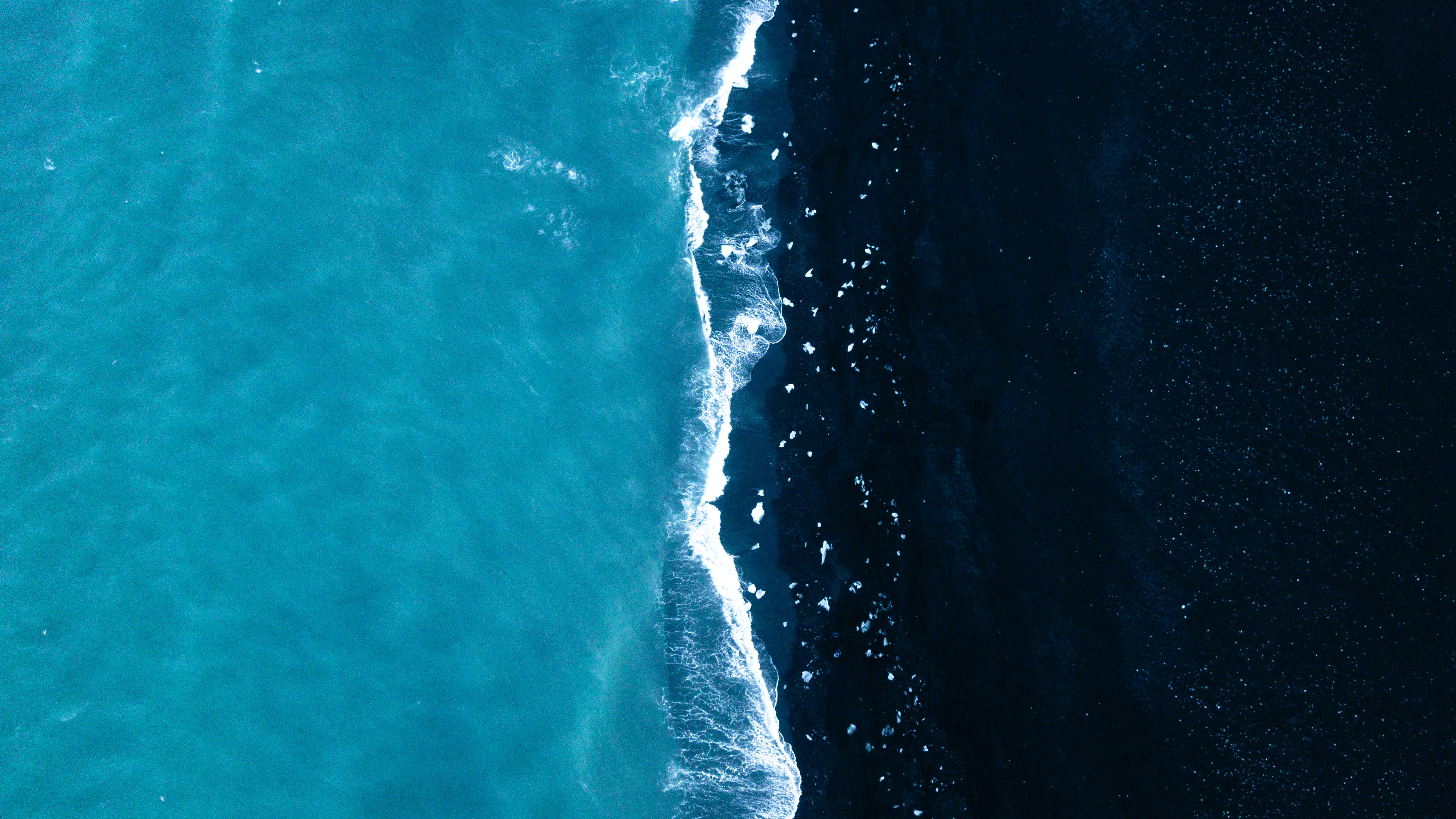 Aerial view of an ocean coastline