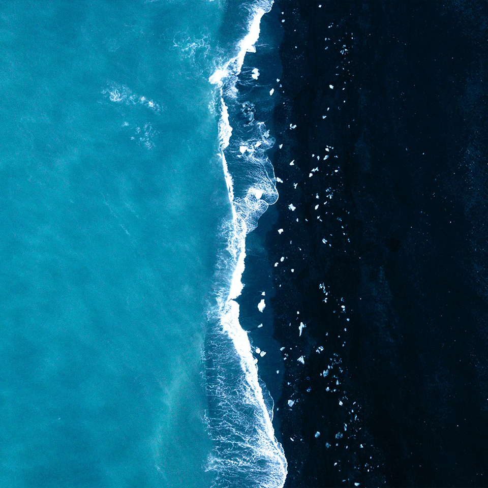 Aerial view of an ocean coastline