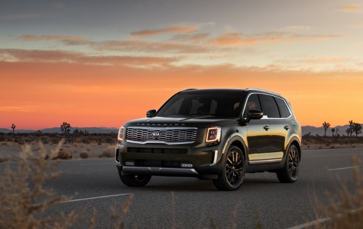 미국의 어느 도로에 멈춰 있는 텔루라이드의 모습