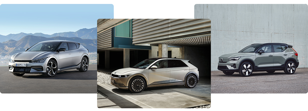 기아 EV6, 아이오닉 5, 볼보 XC40 리차지의 모습