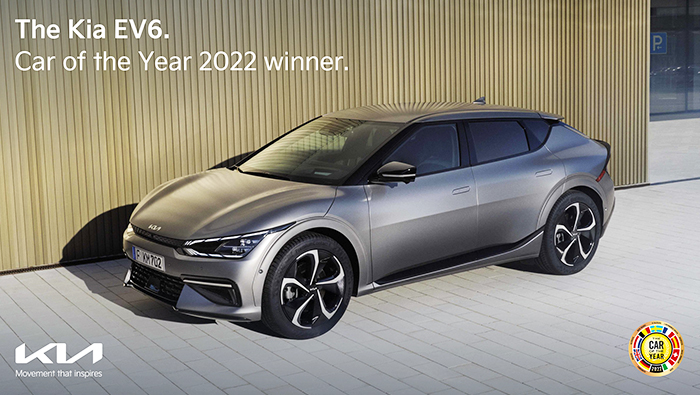 유럽 올해의 차를 수상한 기아 EV6의 모습