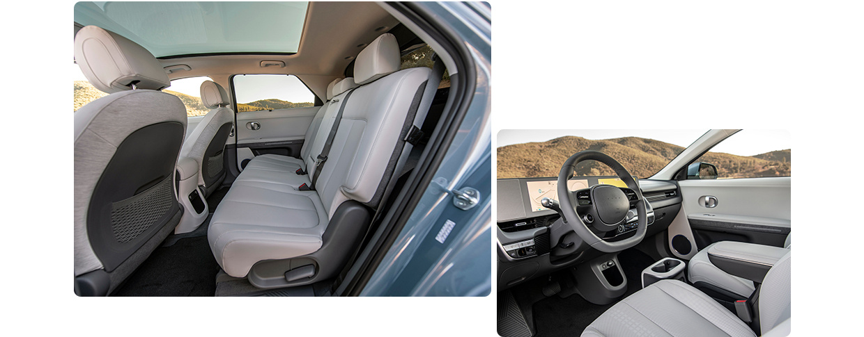 현대자동차 아이오닉 5의 앞좌석 및 뒷좌석 모습