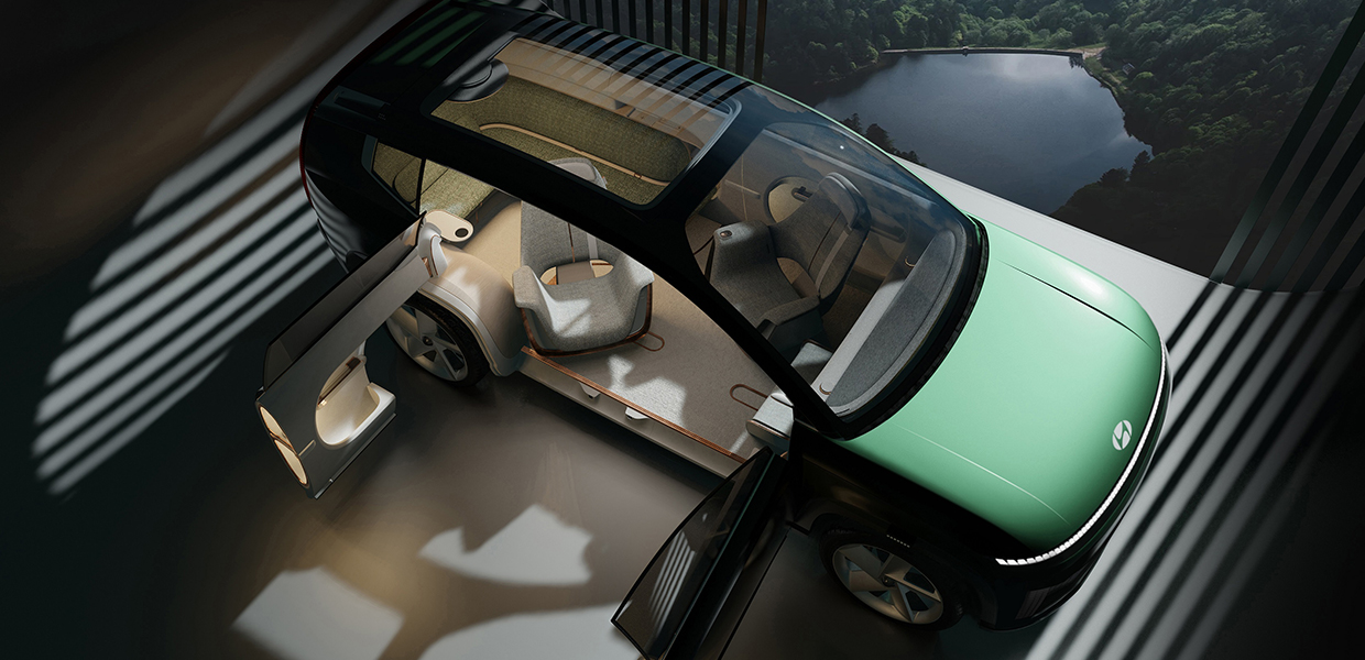 전동화 SUV 콘셉트 모델, ‘세븐’이 도어를 개방한 채 자유자재로 시트를 배치한 모습