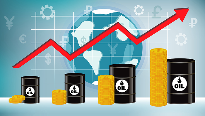 전 세계 유가 상승을 나타내는 그림