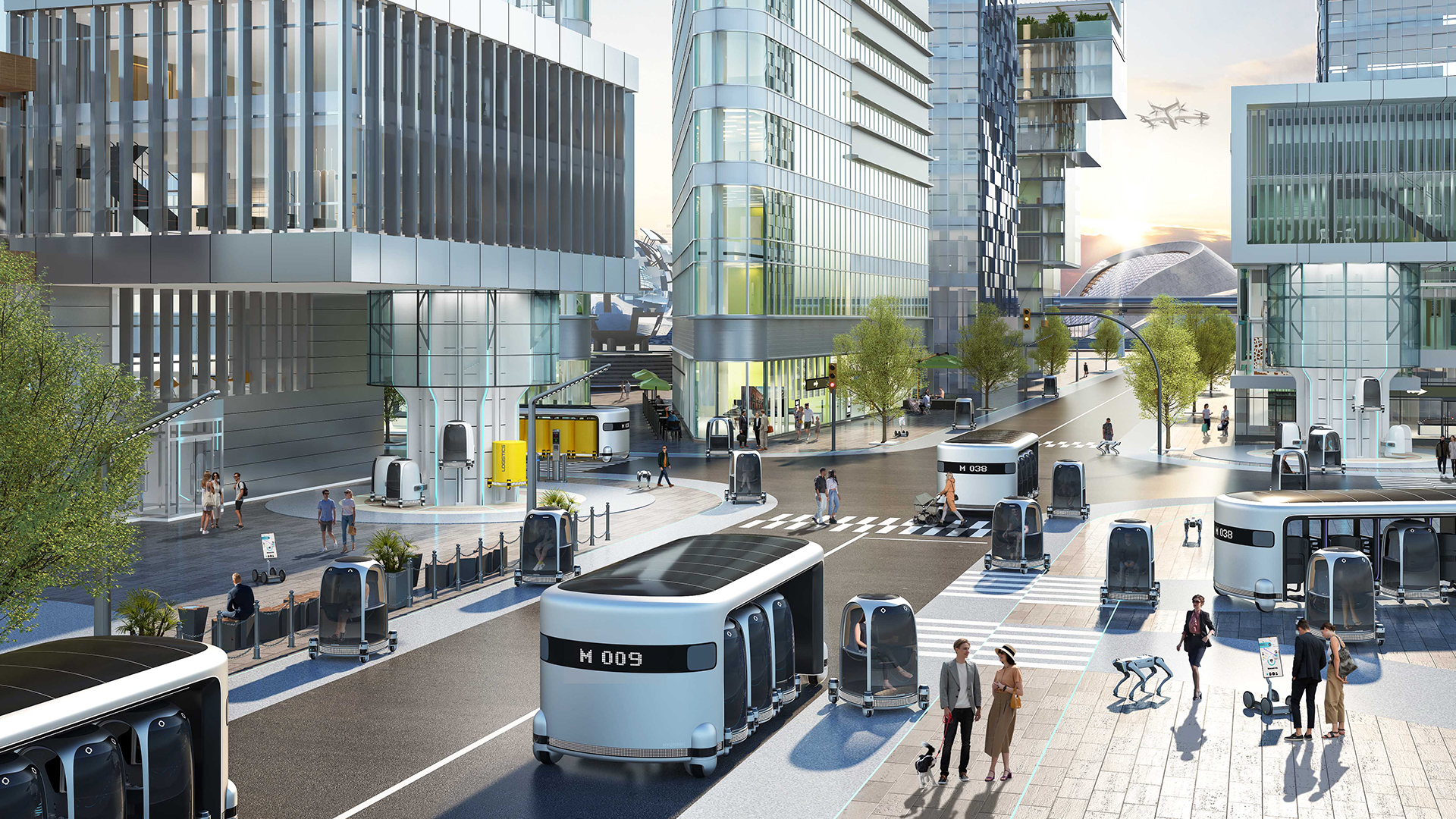 자율주행이 실현된 미래 모빌리티 사회를 재현한 상상도