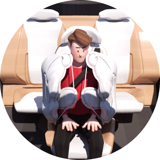 허그 에어백을 설명하는 3D 애니메이션 캡처 장면