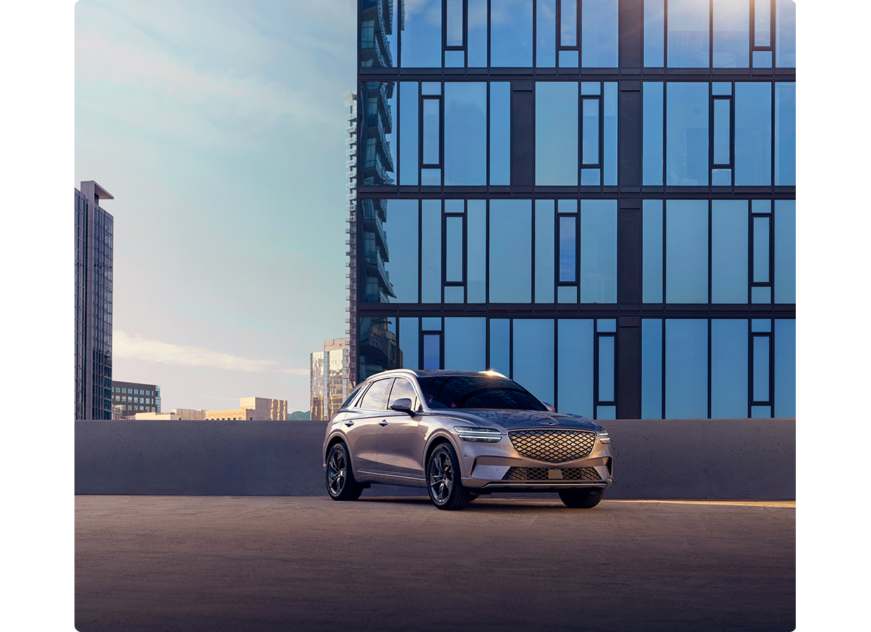 Stunning front view of the Genesis Electrified GV70