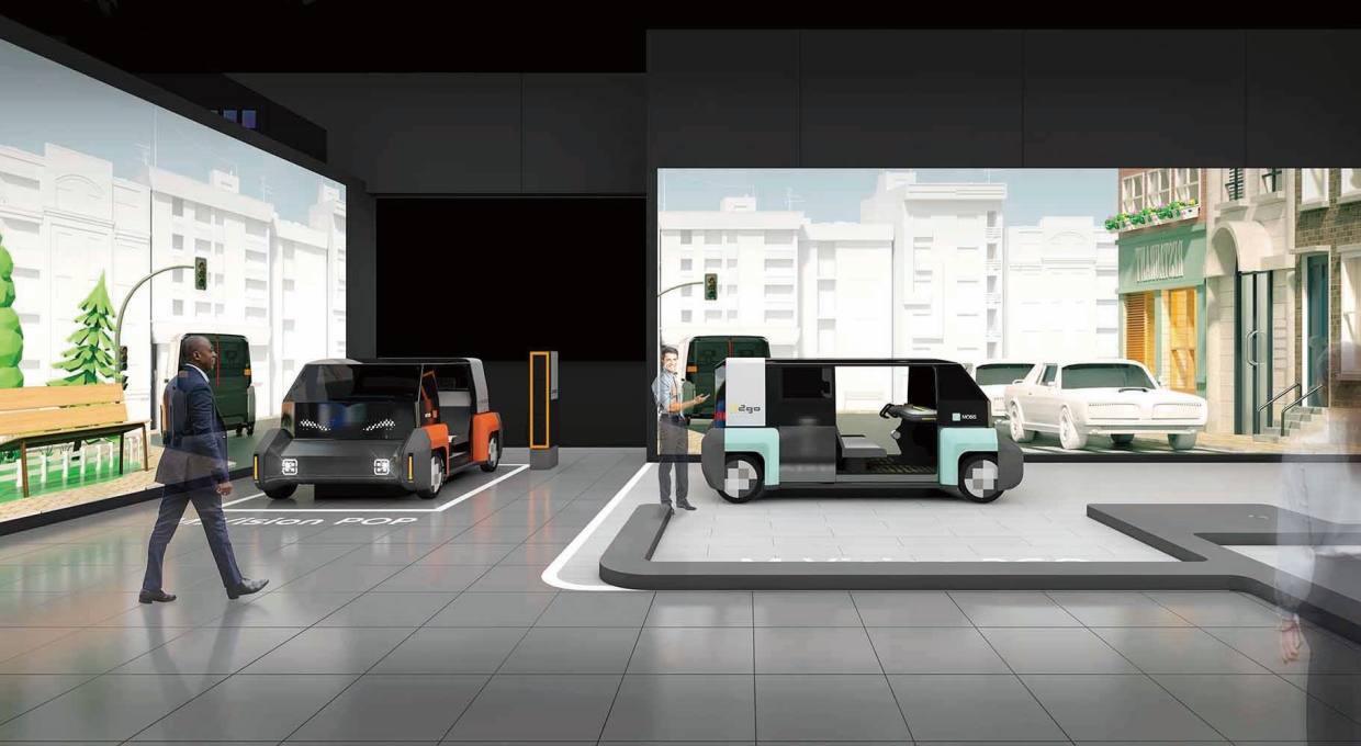 전시장 디스플레이에 메타버스 공간을 적용한 현대모비스 M.Vision Town(엠비전 타운)