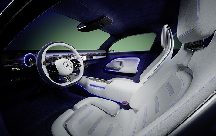 Interior view of Mercedes-Benz's electric concept car, Vision EQXX