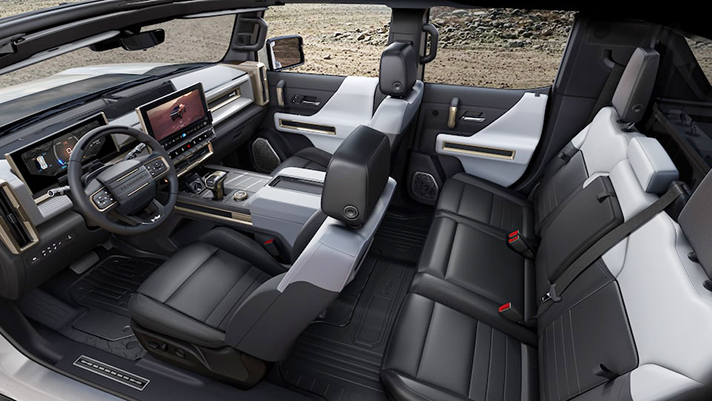 The interior of the GMC Hummer EV SUV