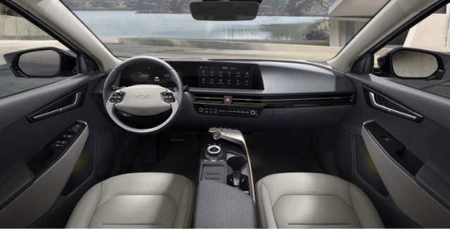 The interior of Kia's EV6, an eco-friendly electric vehicle
