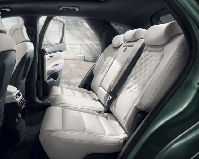 Genesis GV70 electrified model with eco-friendly materials in the headrest and seat cover