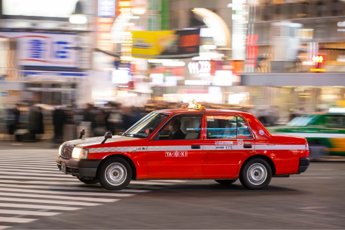 A Japanese Crown Taxi on its way