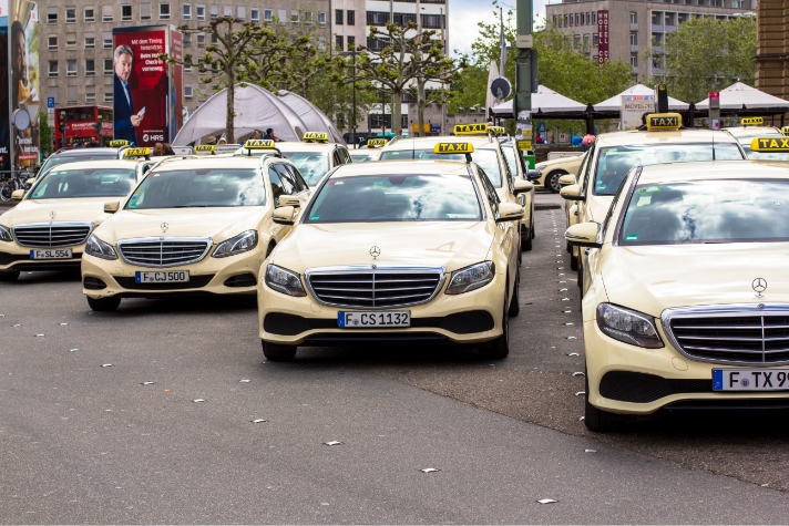 Mercedes-Benz taxis commonly used in Europe