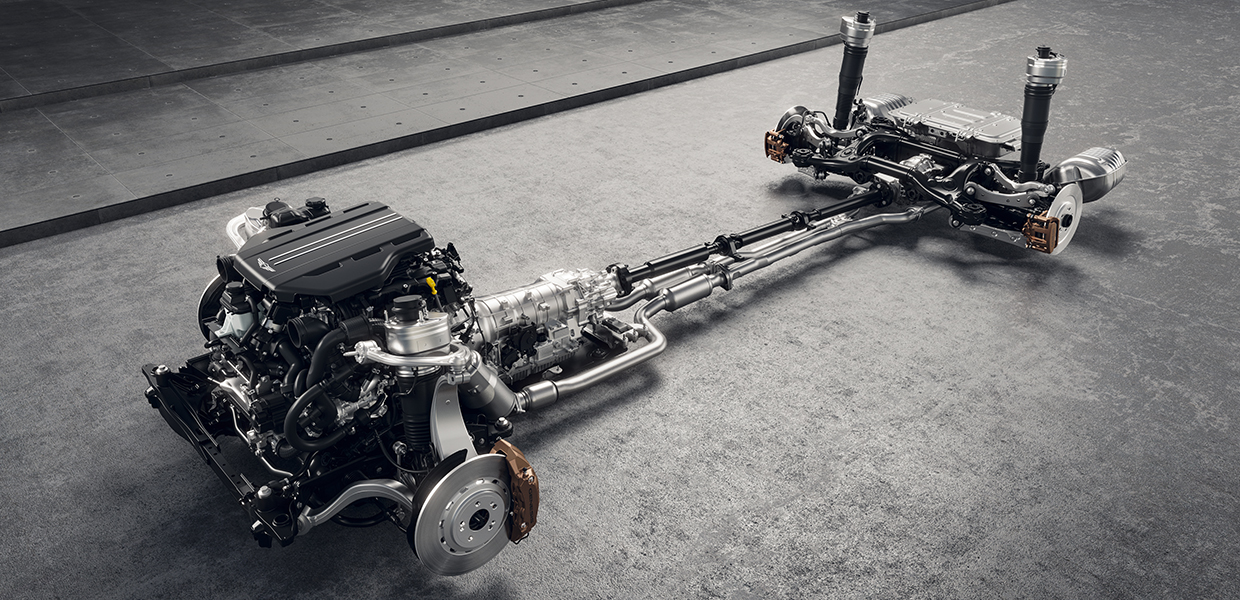 3.5터보 48V 일렉트릭 슈퍼차저가 탑재된 제네시스 G90의 파워트레인 모습