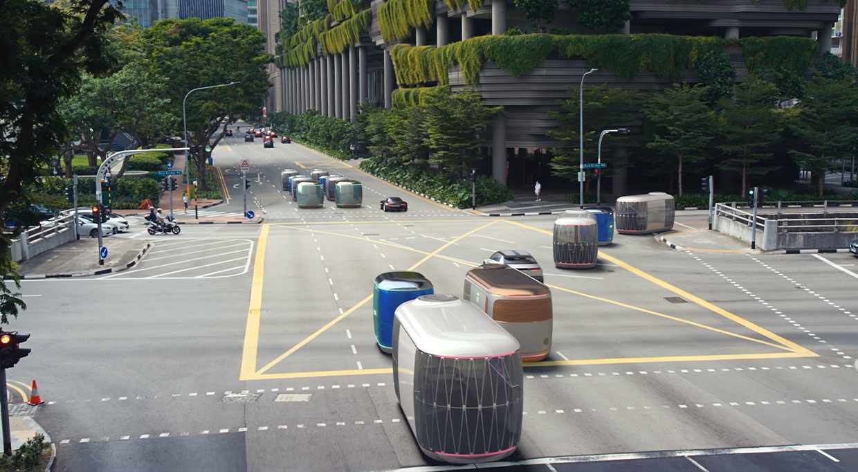 Many PBVs are driving on the road