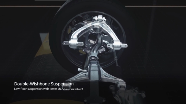 Double wishbone suspension with low-rise structure