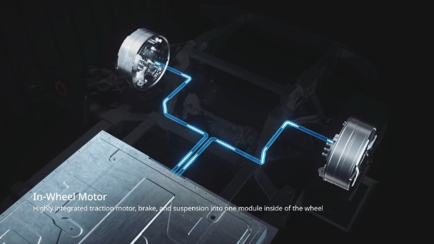 Graphic illustrating the e-CCPM's in-wheel motor