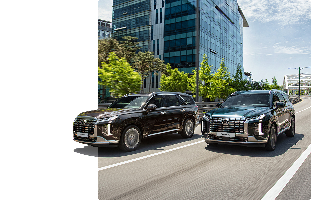 더 뉴 팰리세이드가 주행하고 있는 앞모습