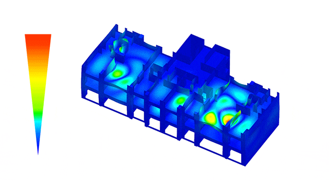 현대건설이 층간소음 저감을 위해 사용하고 있는 프로그램의 작동 모습