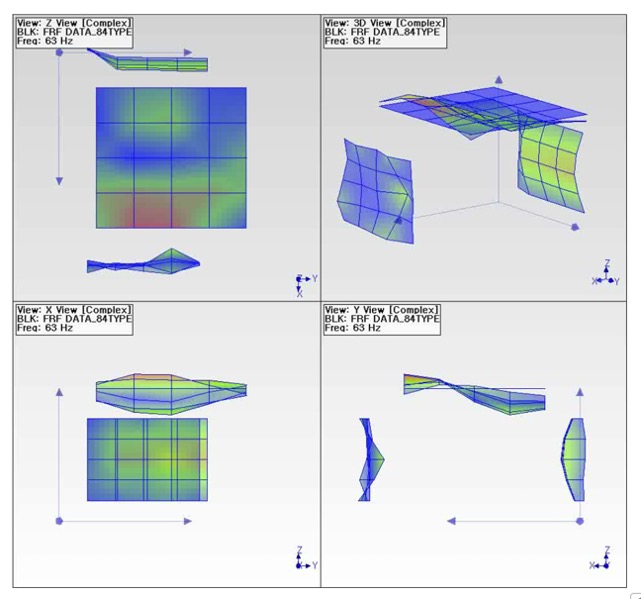 현대건설이 층간소음 성능을 평가하기 위해 사용하는 모달 테스트 프로그램의 모습