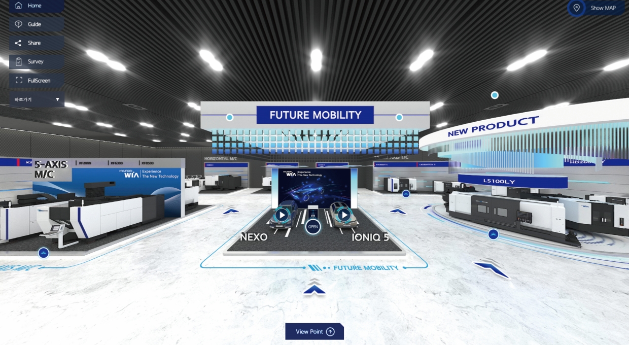 현대위아의 홈페이지 내에 오픈한 디지털 전시장 전경