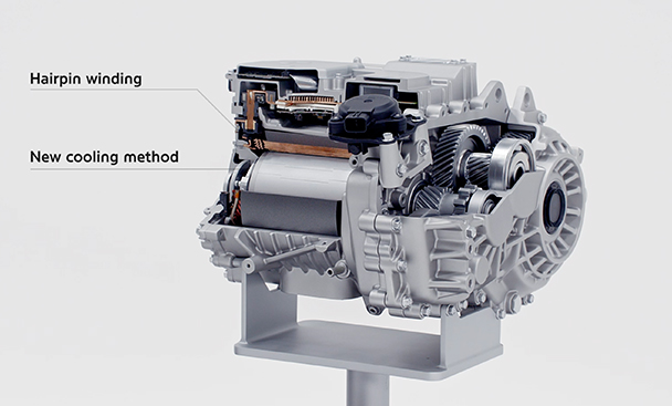 Image showing the hairpin winding and oil cooling method applied to the E-GMP motor