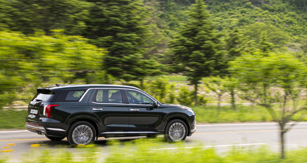 더 뉴 팰리세이드의 주행 옆모습