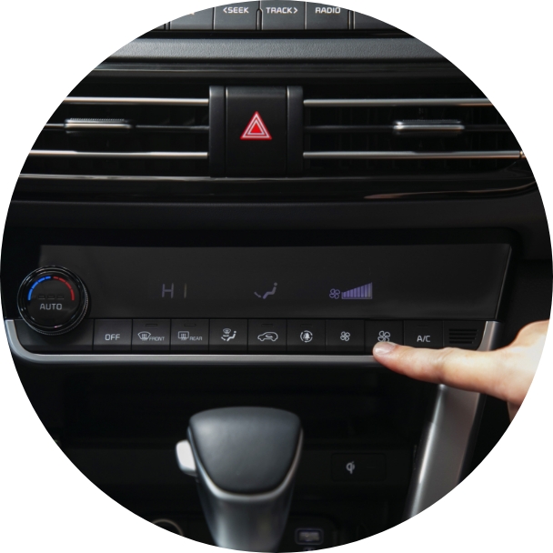 The car air conditioning system is being controlled